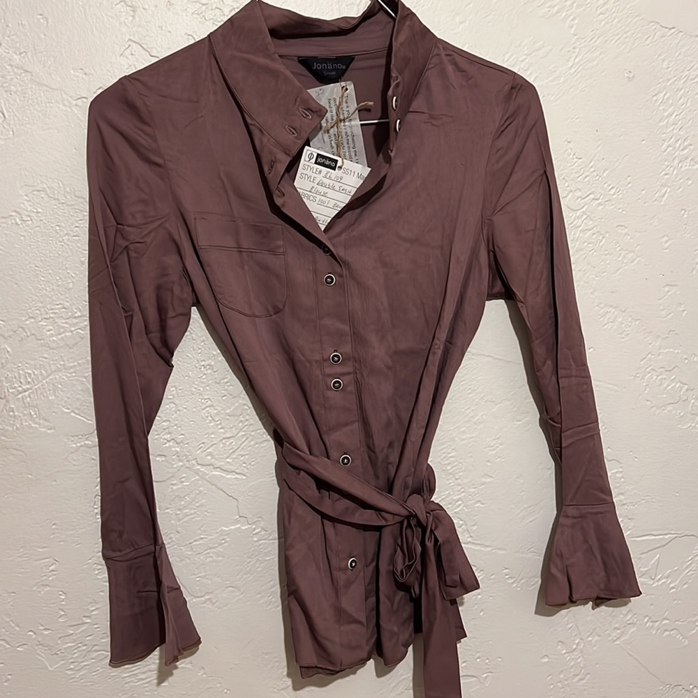Jonano Bamboo Sateen Double Sash Poet Blouse Top